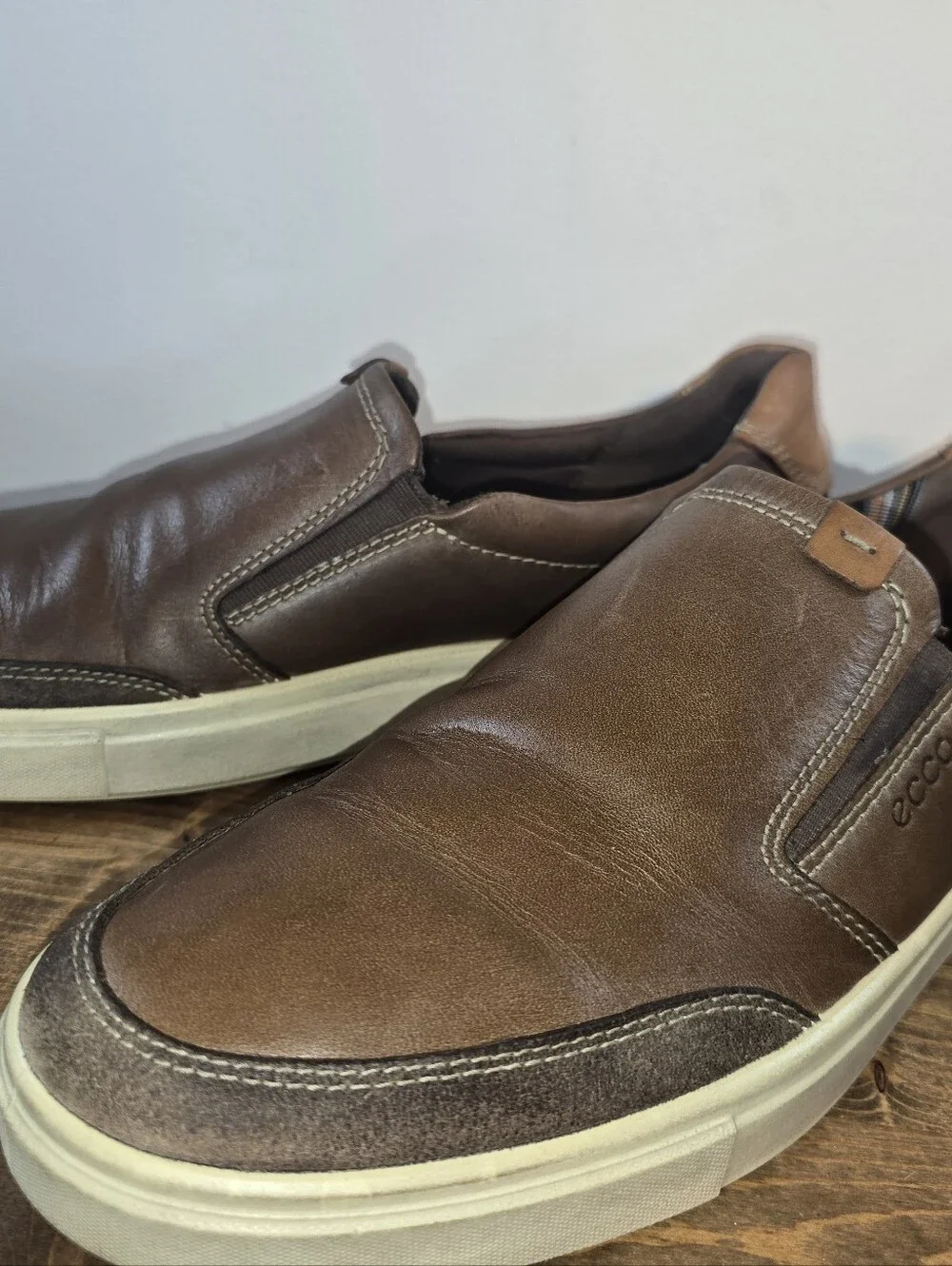 Ecco Men's Kyle Brown Leather Slip-On Loafers Size 12.5